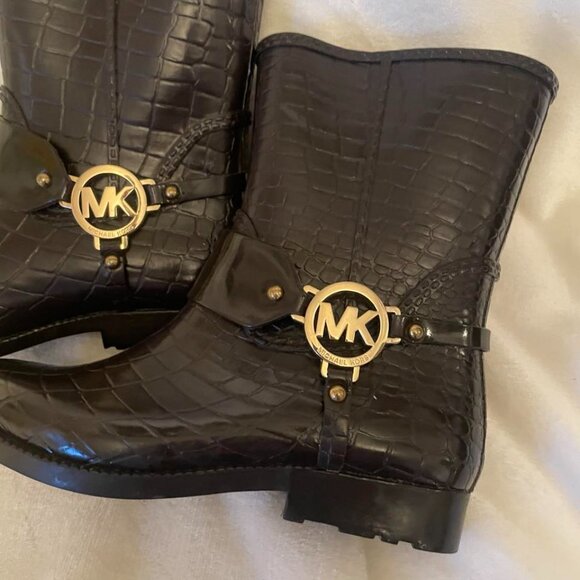 NWOT Michael Kors MK Logo Fulton Iconic Harness Equestrian Rain Boots size 6 - Picture 7 of 8